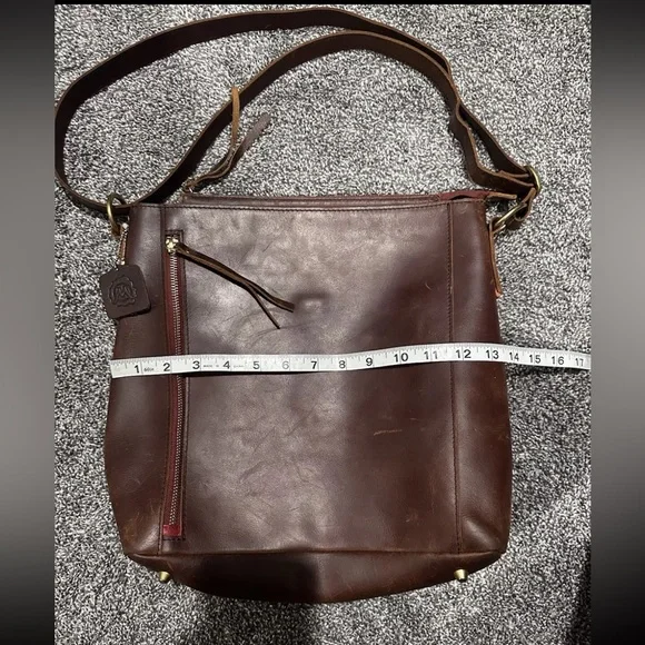 Osgoode Marley Jordyn N/S Zip Top Brown Distressed Leather Crossbody Purse RFID - Picture 12 of 15